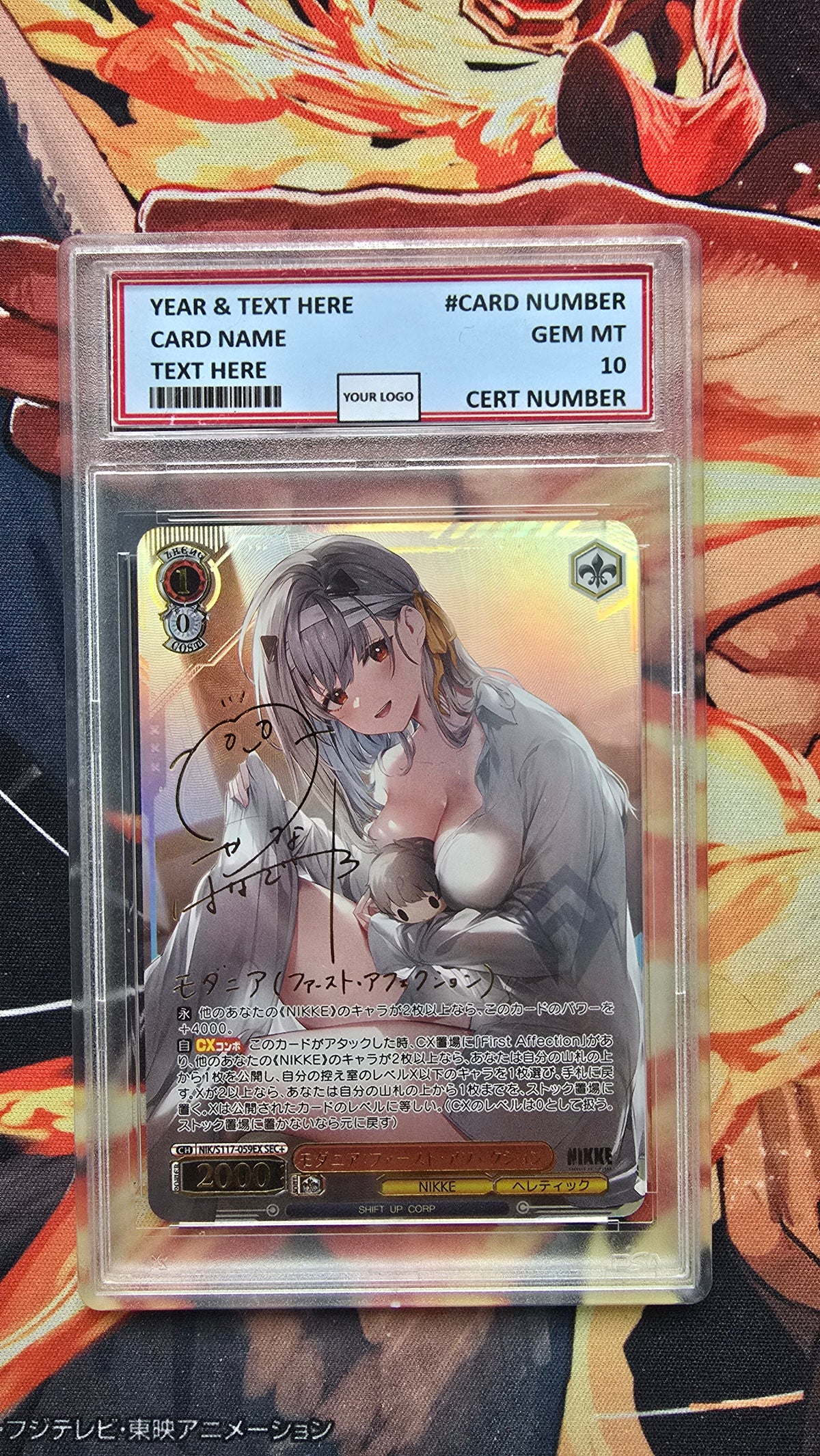 Graded PSA Style Weiss Schwarz SIGNED NIKKE NIK/S117-059EX SEC+ Modernia: First Affection Proxy Card Slab