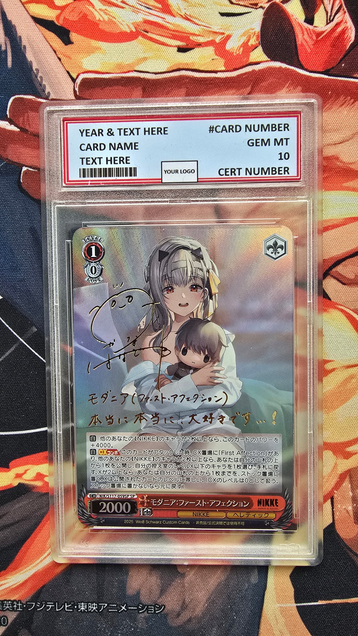 Graded Weiss Schwarz NIKKE SP NIK/S117-059SP FOIL Signed Modernia First Affection Proxy CardSA Style Slab