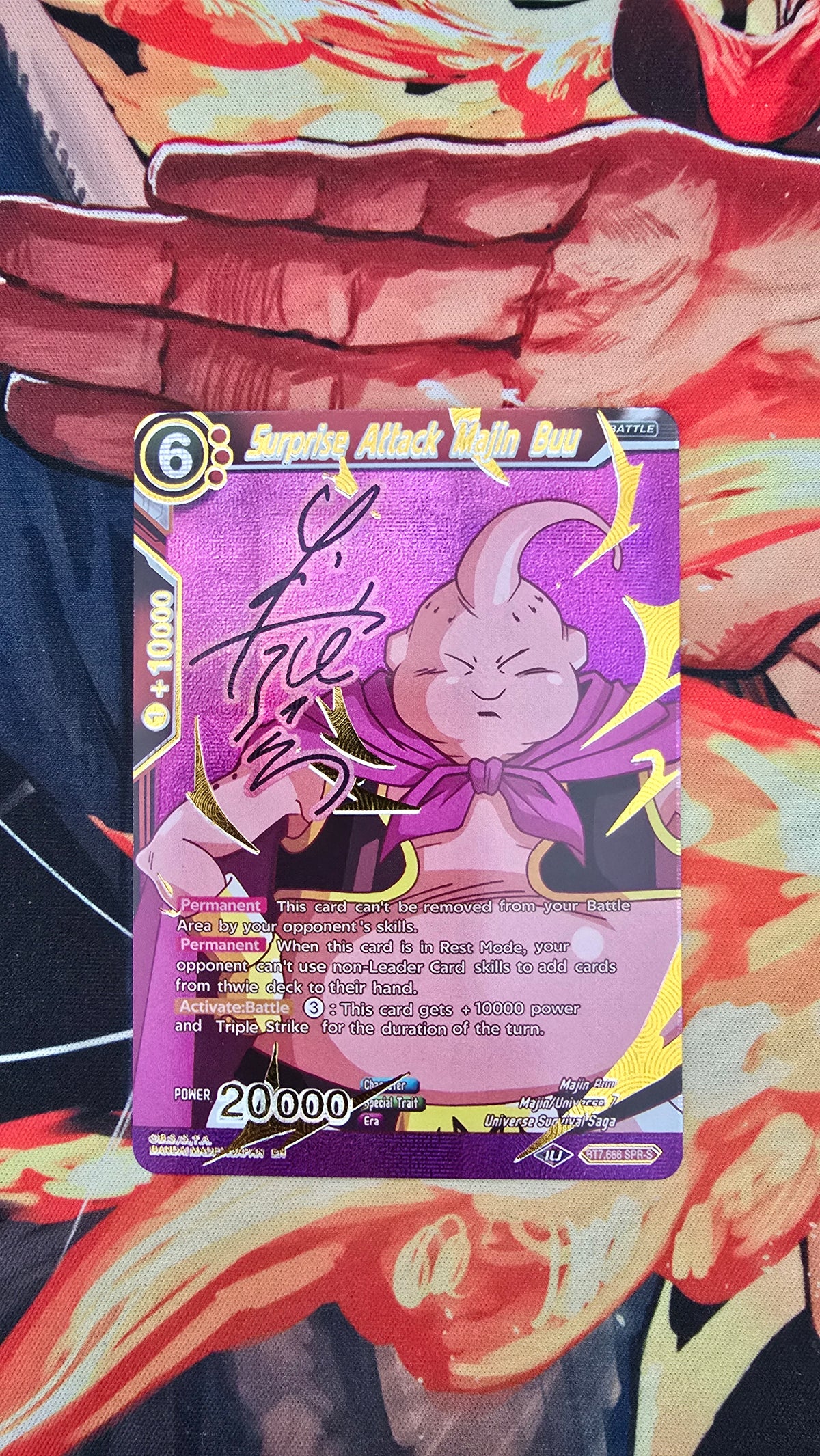 Custom Made Surprise Attack Majin Buu Signature Dragon Ball Super Card Game Alt Art Textured Holo Card Proxy