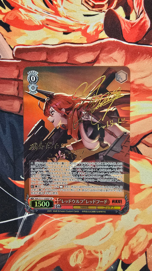 Weiss Schwarz NIKKE SP NIK/S117-058SP FOIL Signed Red Wolf Red Hood Proxy Card