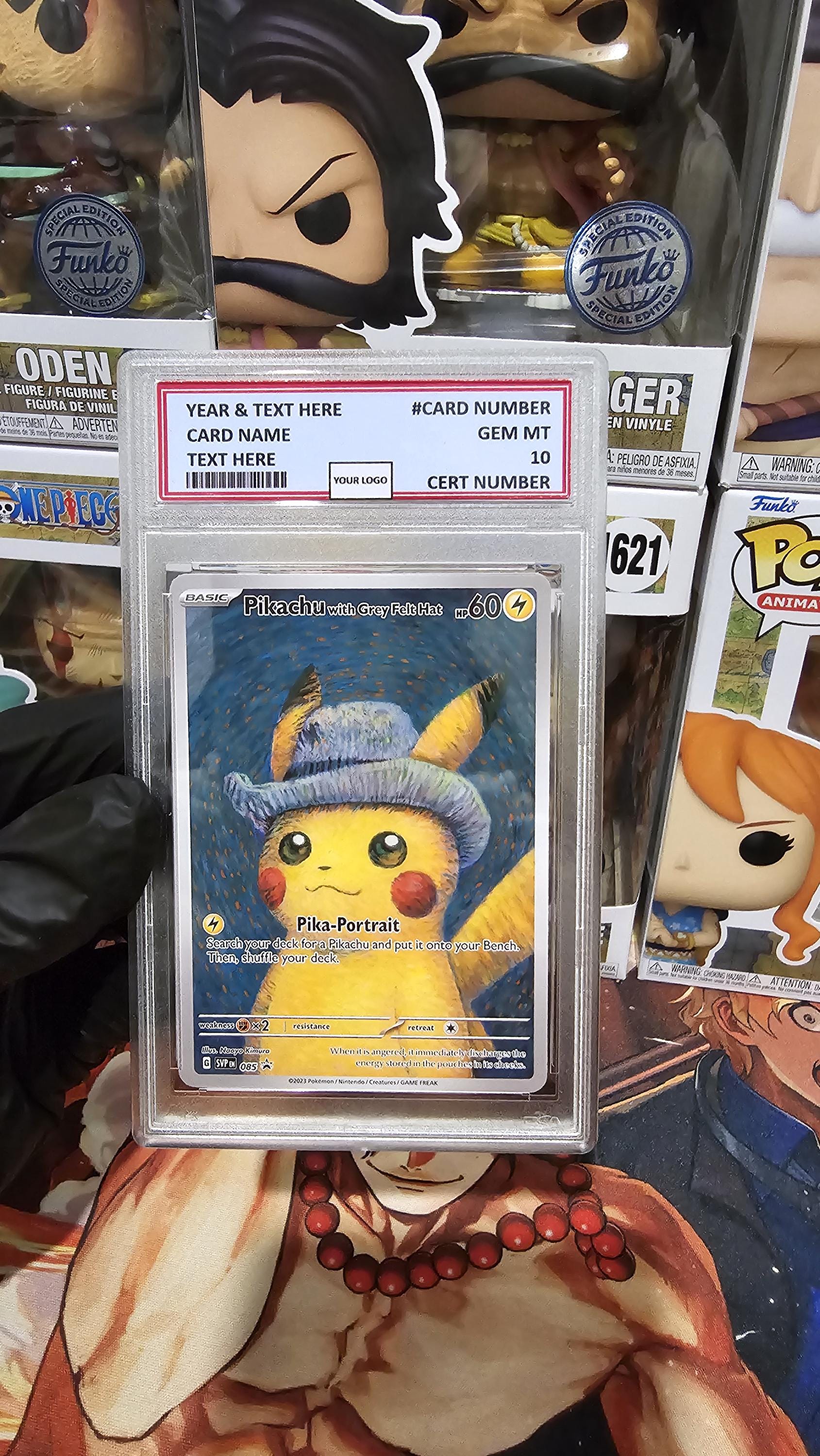 Graded PSA Style Pokemon X Van Gogh Pikachu with Grey Felt Hat Game tc – OP  Proxies TCG