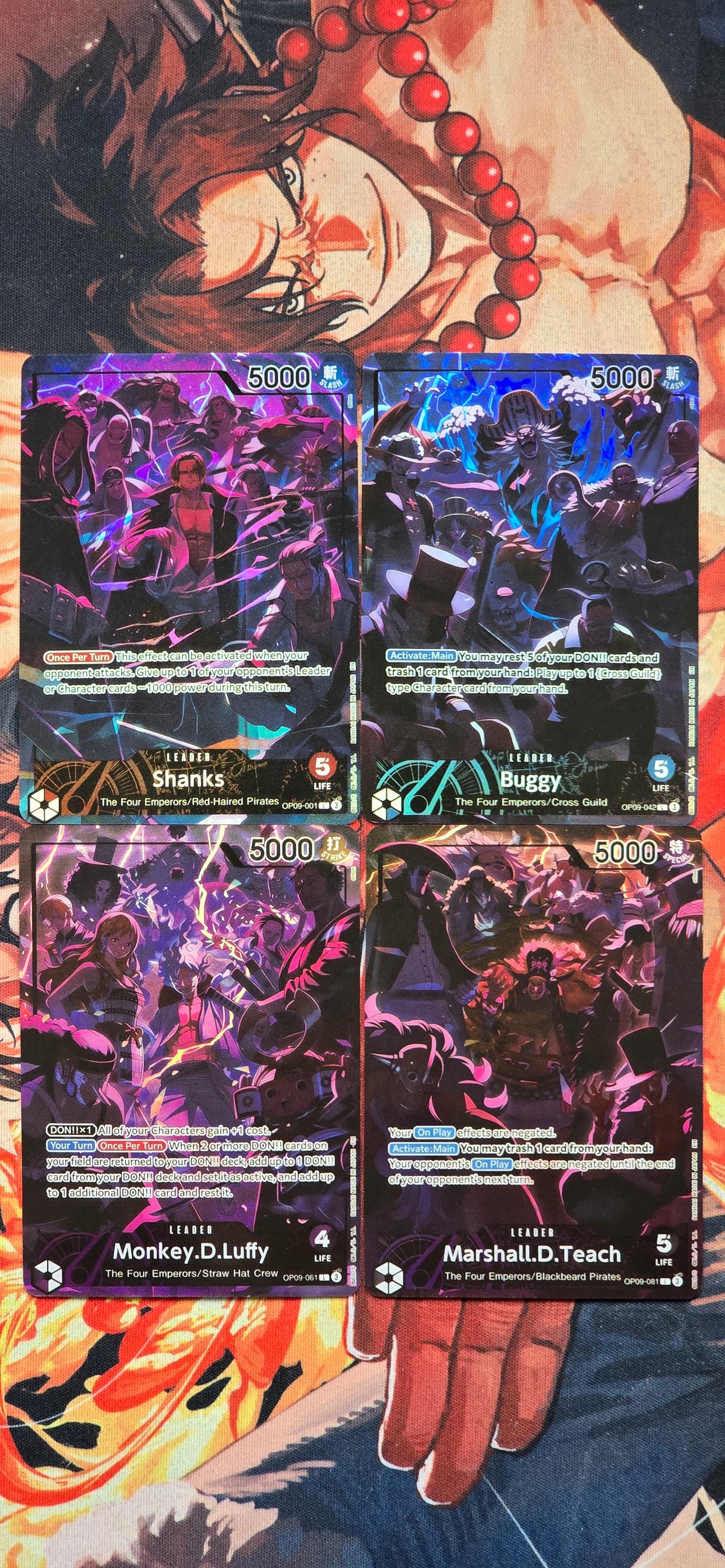 4 Card Bundle: English 2nd Anniversary Leaders One Piece Textured Proxy English