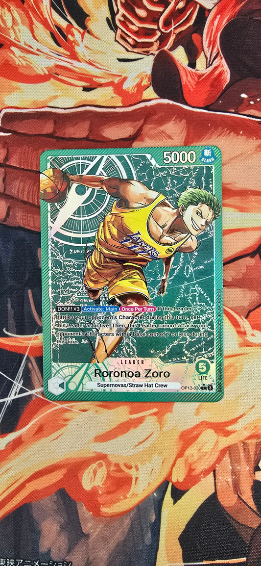 OP12 Roronoa Zoro Los Angeles Lakers X One Piece Special Leader Premium Quality Textured Proxy Custom Made Card