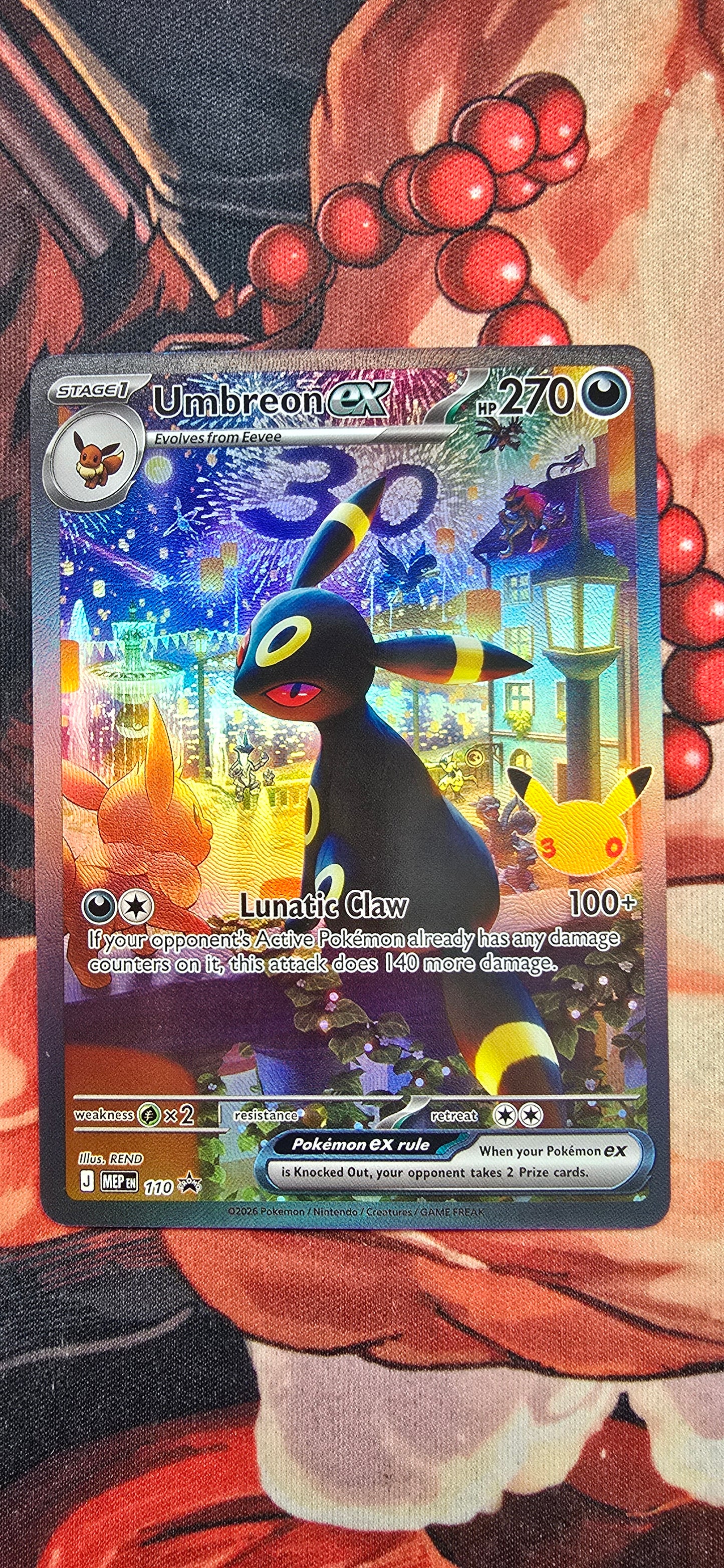 30th Anniversary Umbreon ex Night Pokemon TCG Custom Made Card