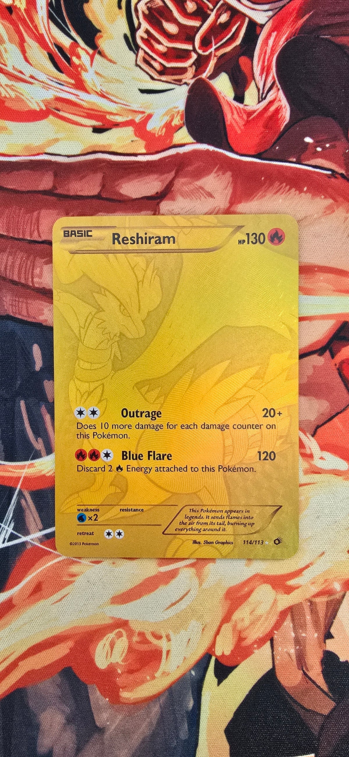 Graded PSA Style Reshiram Black White Pokemon Card Premium Quality Textured Card Proxy Slab