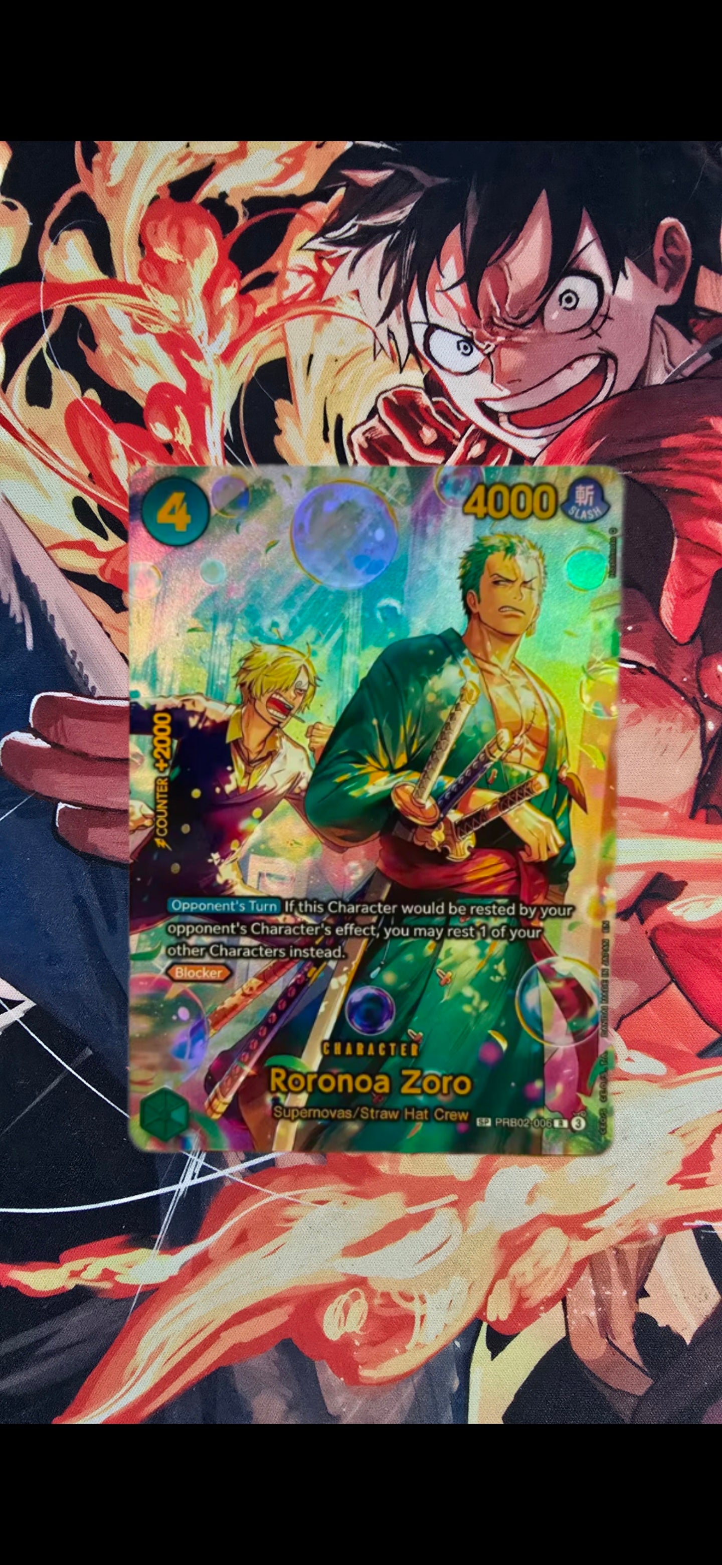 Preorder - EB04 Roronoa Zoro SP PRB02 One Piece TCG Textured Custom Made Card English