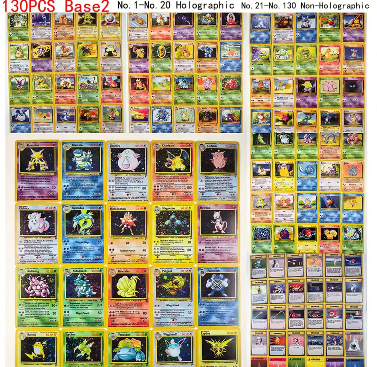 Made-To-Order: 130 Card Bundle: Complete Master Set Pokemon TCG Base Set 2 130/130 English Proxy Cards