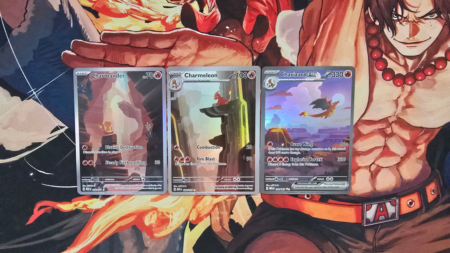 Set of 3 - Charmander Charmeleon Charizard SAR AR Pokemon 151 English Card Proxy