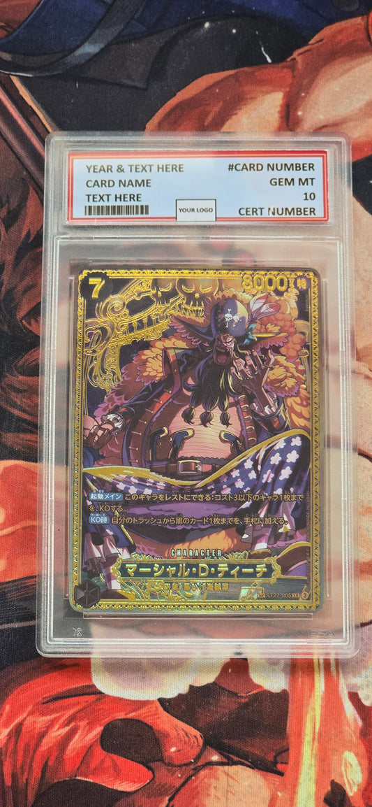 Graded PSA Style OP17 Marshall D Teach Gold SP ST27-025 Textured One Piece Card Game TCG Custom Made Proxy Slab