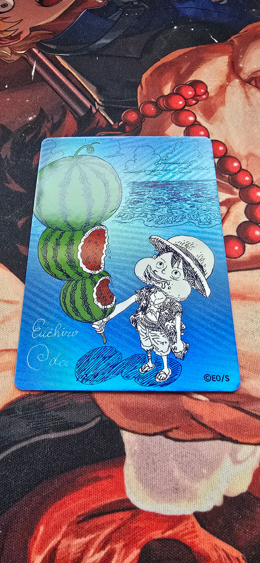 Monkey D Luffy Natsucomi 2026 Meta-Kira Watermelon Promo Japan Exclusive Custom Made One Piece Textured Proxy Card