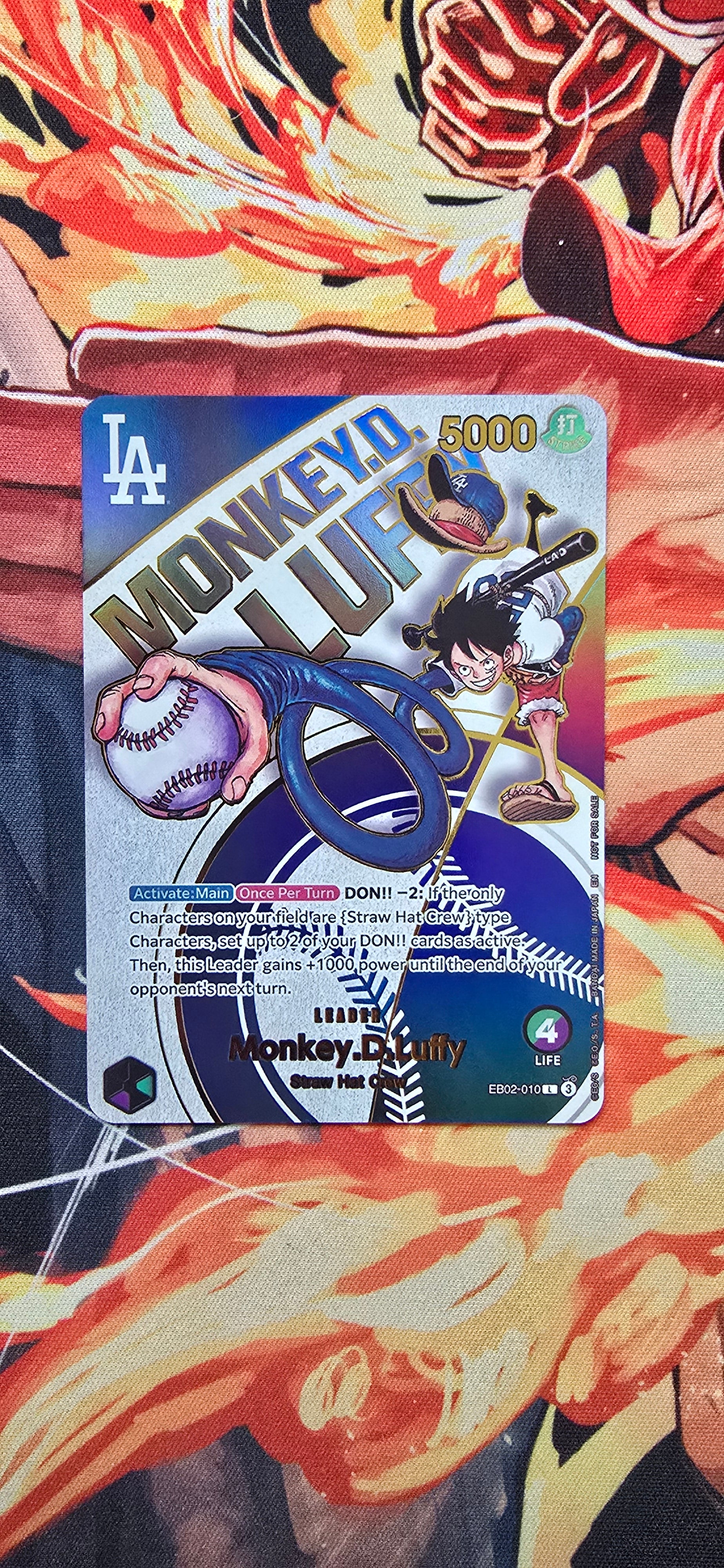 one piece card game luffy leader LA Dodgers X One Piece Monkey D Luffy EB02 Special Promo Leader Card O – OP Proxies TCG