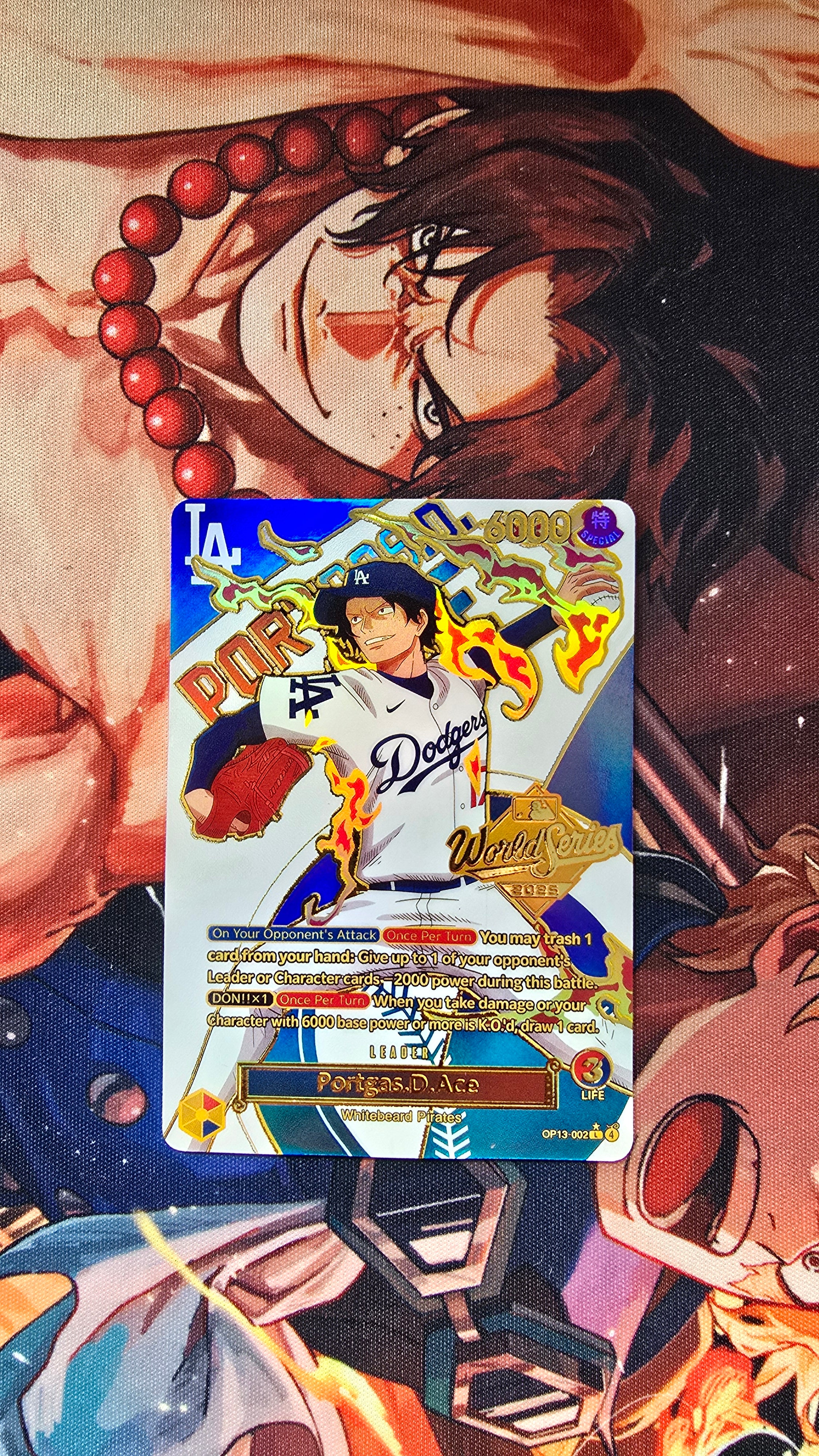 OP13 LA Dodgers X One Piece Portgas D Ace Special World Series 2025 Pr – OP PROXIES TCG