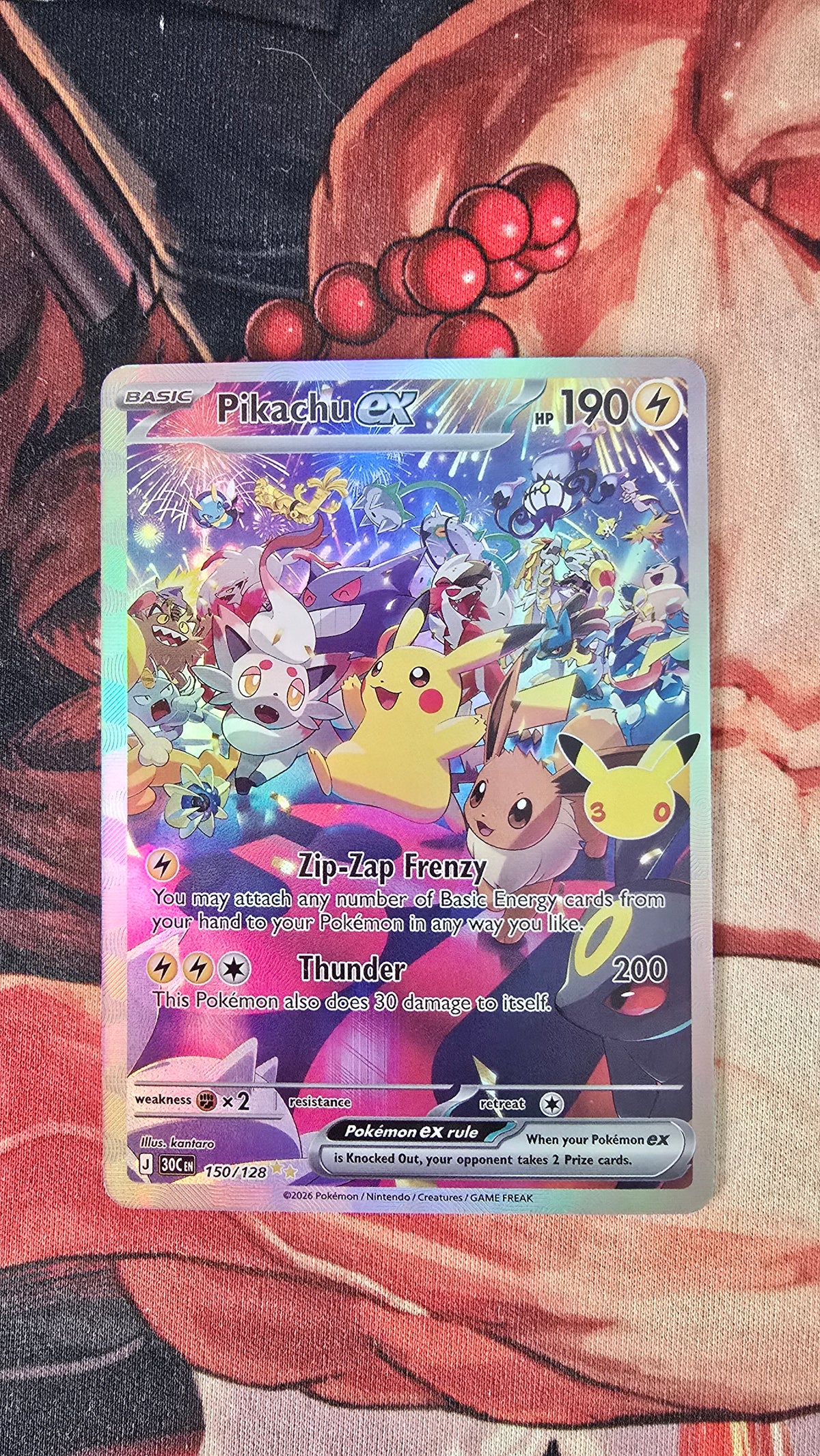 30th Anniversary Pikachu ex 150/128 Pokemon High Quality Textured Custom Made Proxy Card