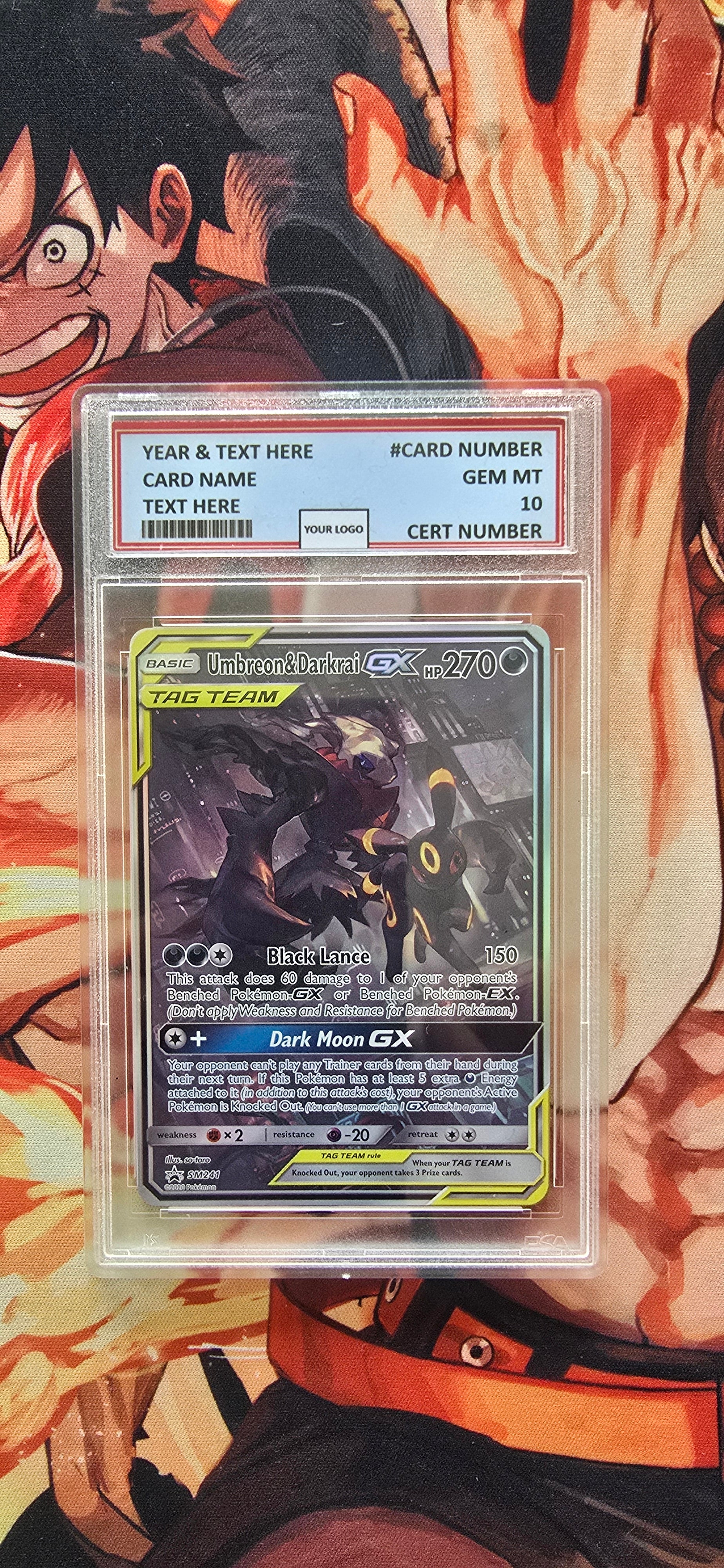 Graded PSA Style Umbreon & Darkrai Tag Team GX Moonbreon Blackstar Pro OP Proxies TCG Graded PSA Style Umbreon & Darkrai Tag Team GX Moonbreon Blackstar Pro OP Proxies TCG