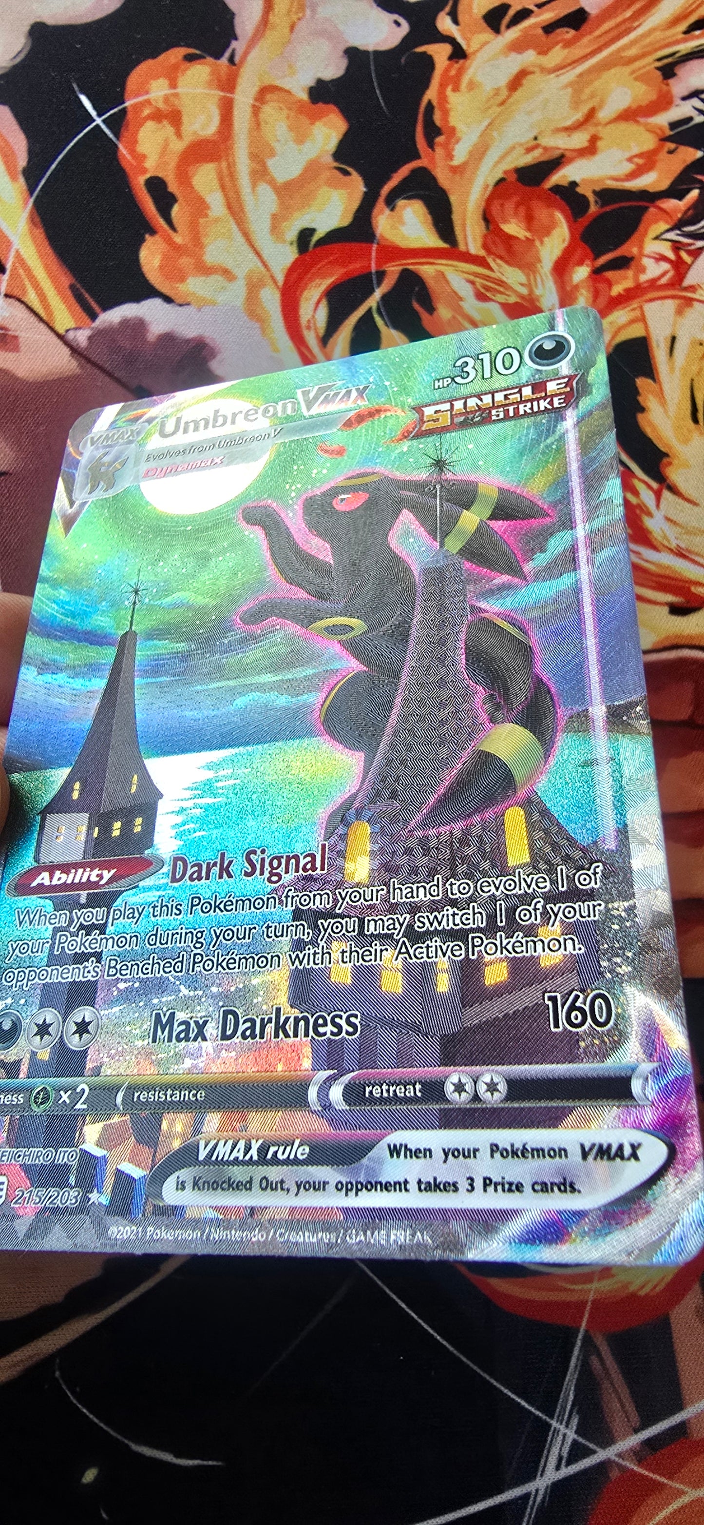 Umbreon VMAX 215/203 Evolving Skies Alt Art Secret SWSH Holo Pokemon TCG Card Premium Textured Proxy