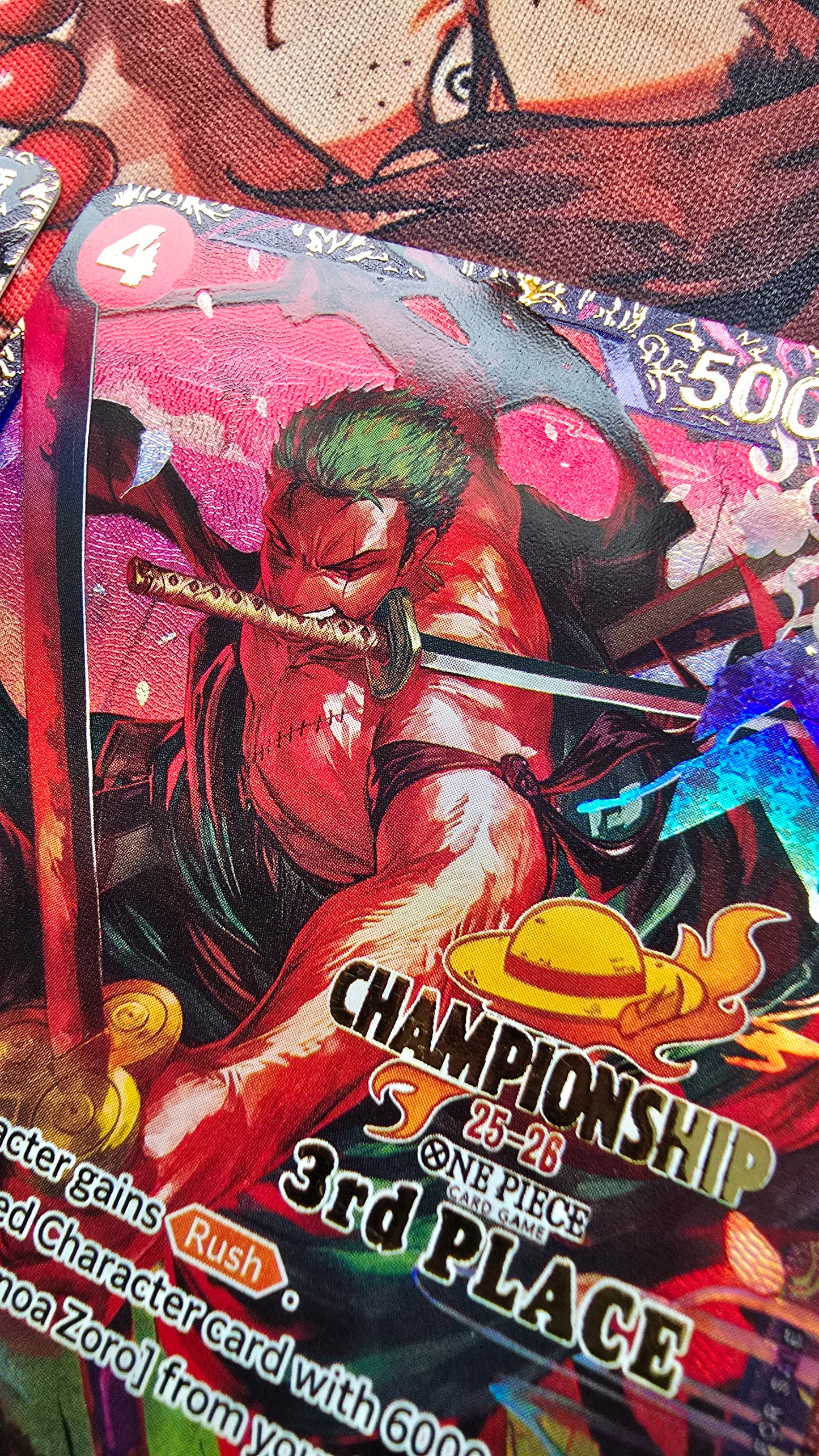 Roronoa Zoro 1st, 2nd & 3rd Place Championship One Piece TCG Textured Promo Custom Made Cards