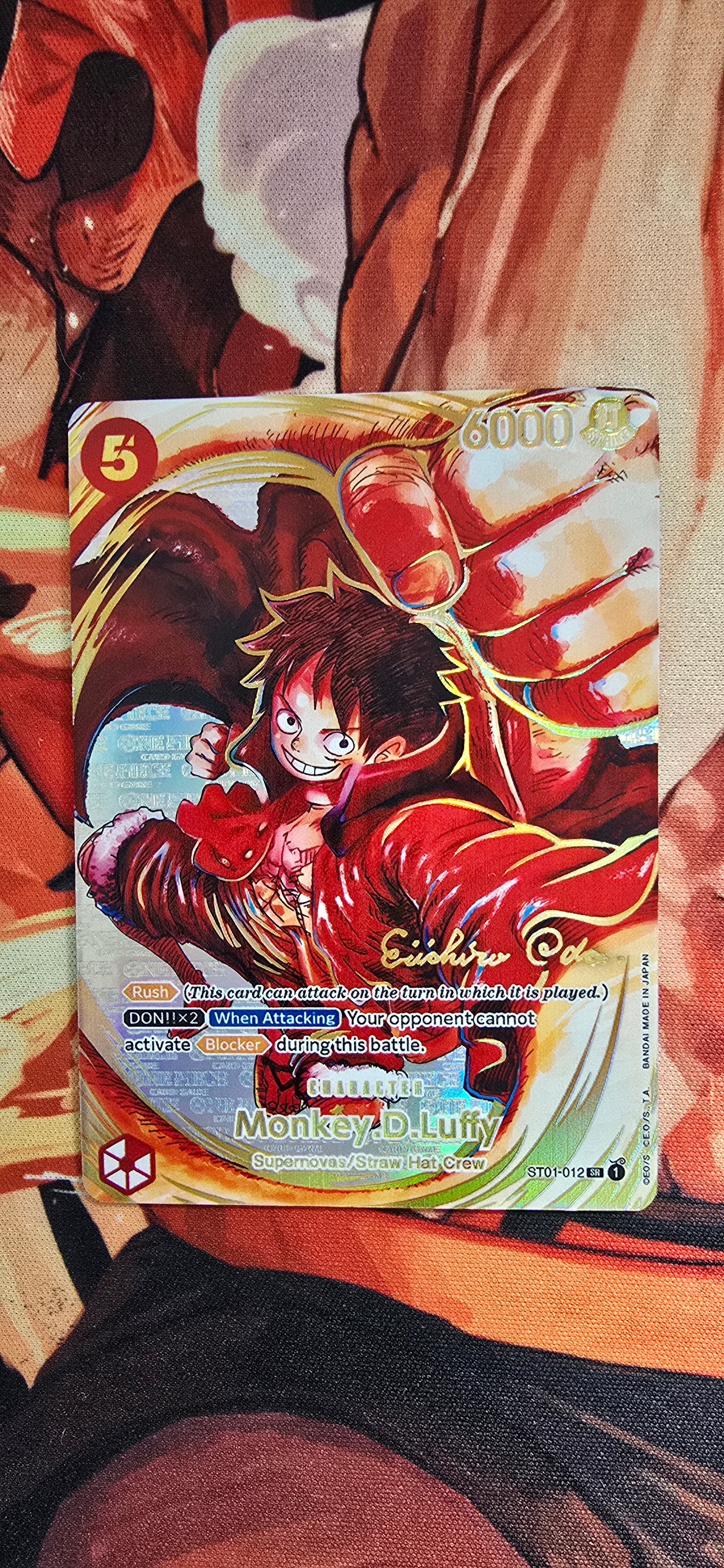 Oda Signed Monkey D Luffy ST01-012 Premium Textured English One Piece OP Proxies TCG Oda Signed Monkey D Luffy ST01-012 Premium Textured English One Piece OP Proxies TCG