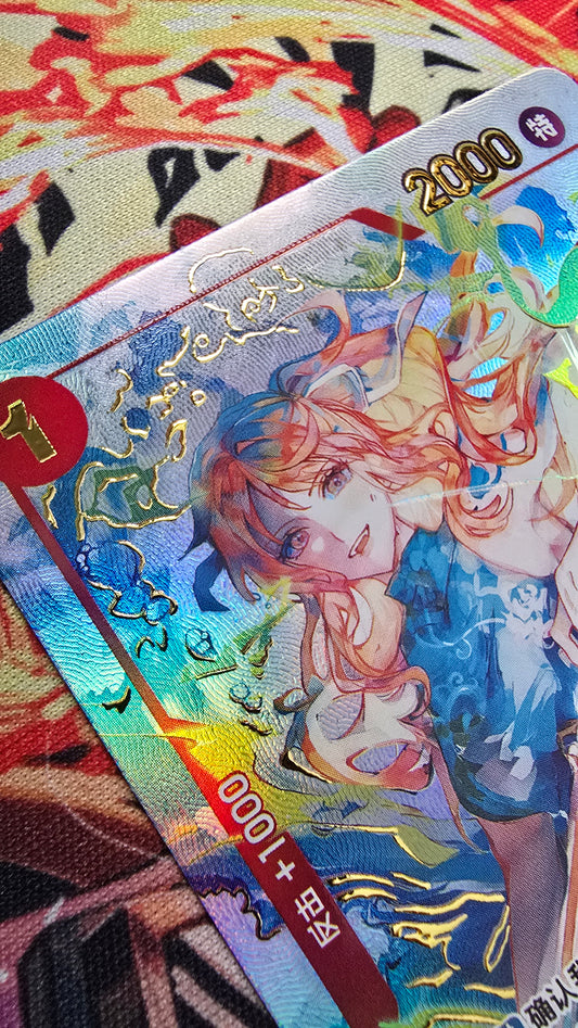 Chinese 1st Anniversary Nami Blue Exclusive One Piece TCG Textured Promo Custom Made Card