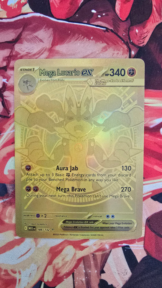Graded PSA Style Mega Lucario EX Gold MUR Pokemon English Proxy Card Slab