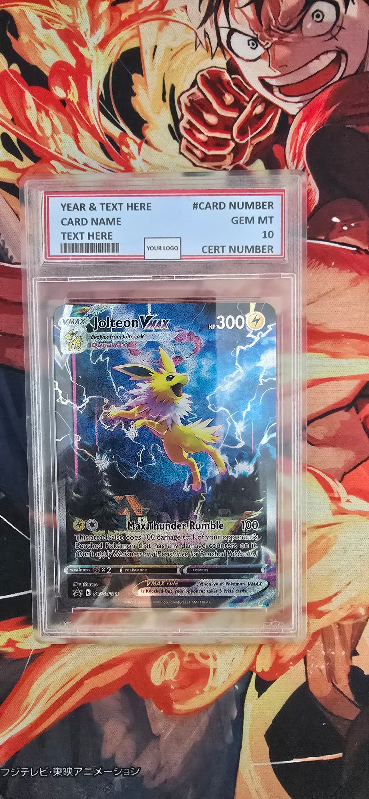 Graded PSA Style Jolteon VMAX Sword & Shield Black Star Promo Cards Holo Pokemon TCG Slab Proxy