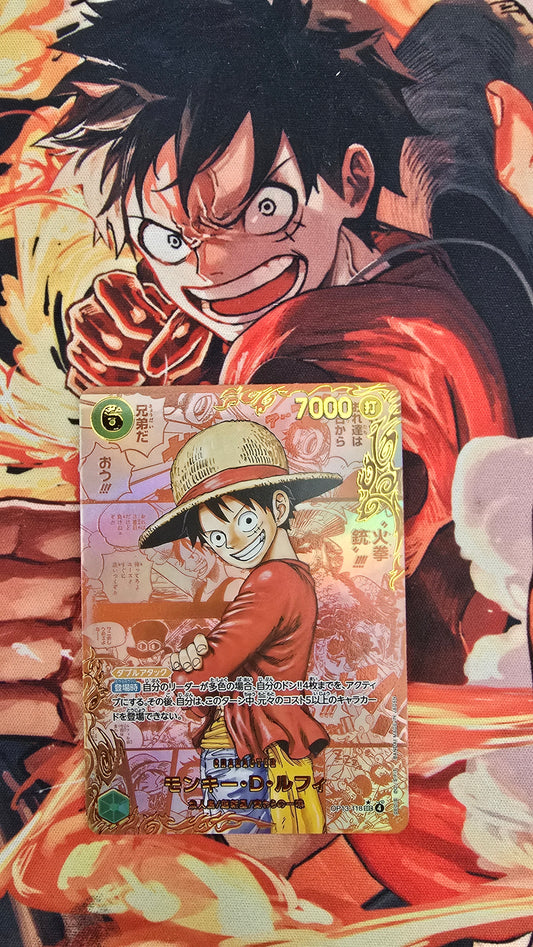 3 Card Bundle: OP13 Red Manga Luffy, Ace & Sabo One Piece Premium Quality Textured Proxy Custom Made Card Japanese