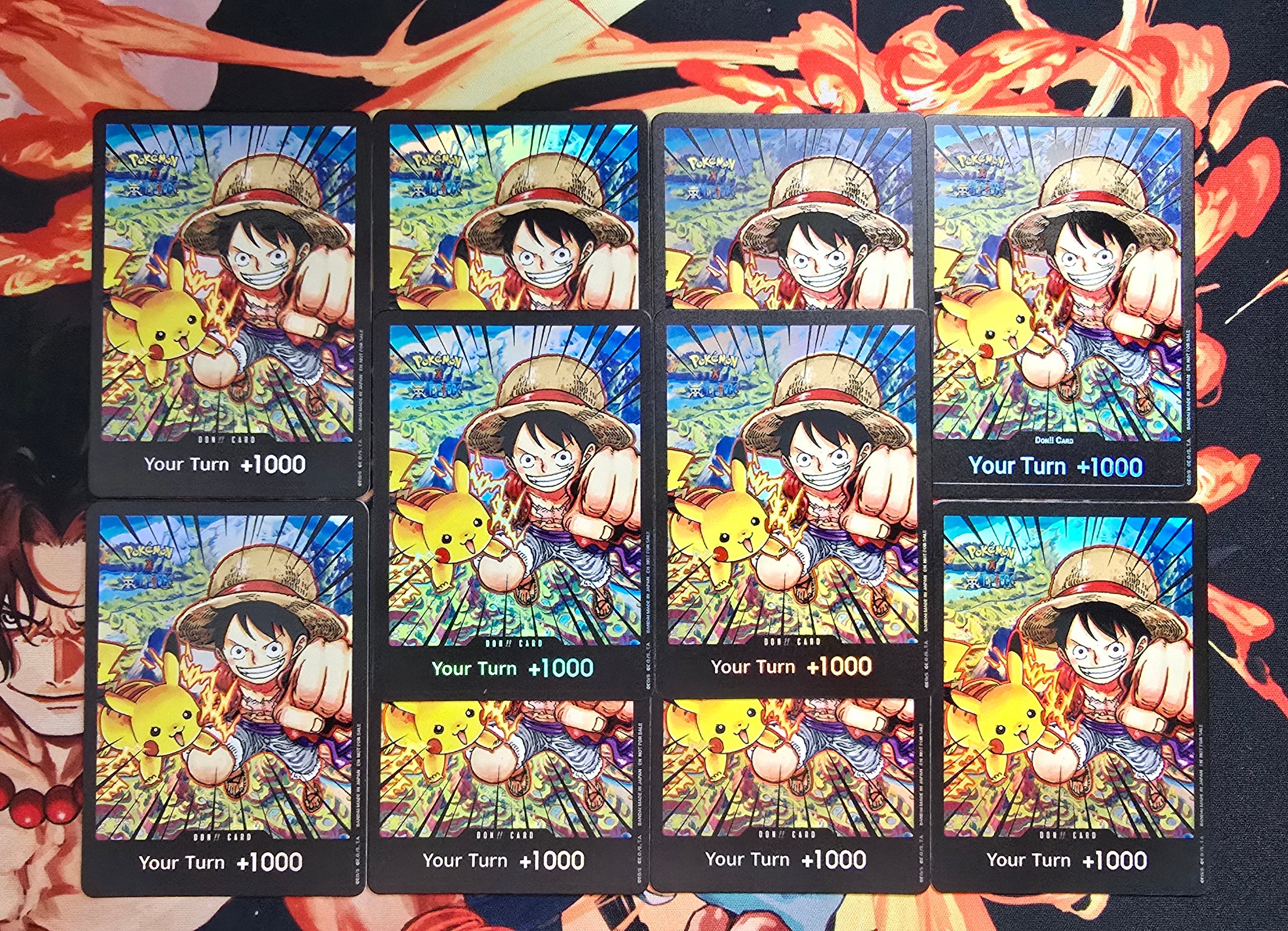 10 Cards: Pokemon x One Piece Pikachu & Luffy Custom Made DON Card Pre – OP PROXIES TCG