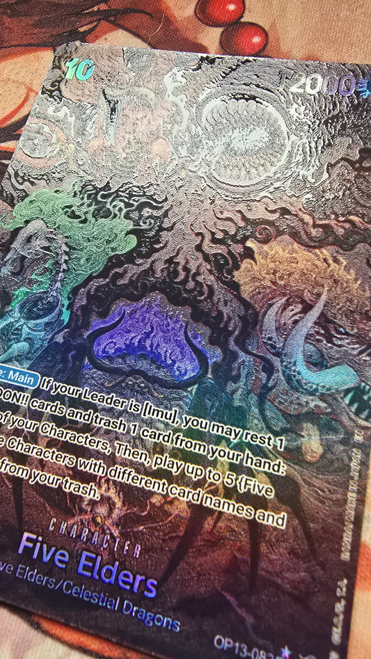 OP13 The Five Elders Gorosei Awakening Yokai Forms Alt Art One Piece Premium Quality Textured Proxy Custom Made Cards