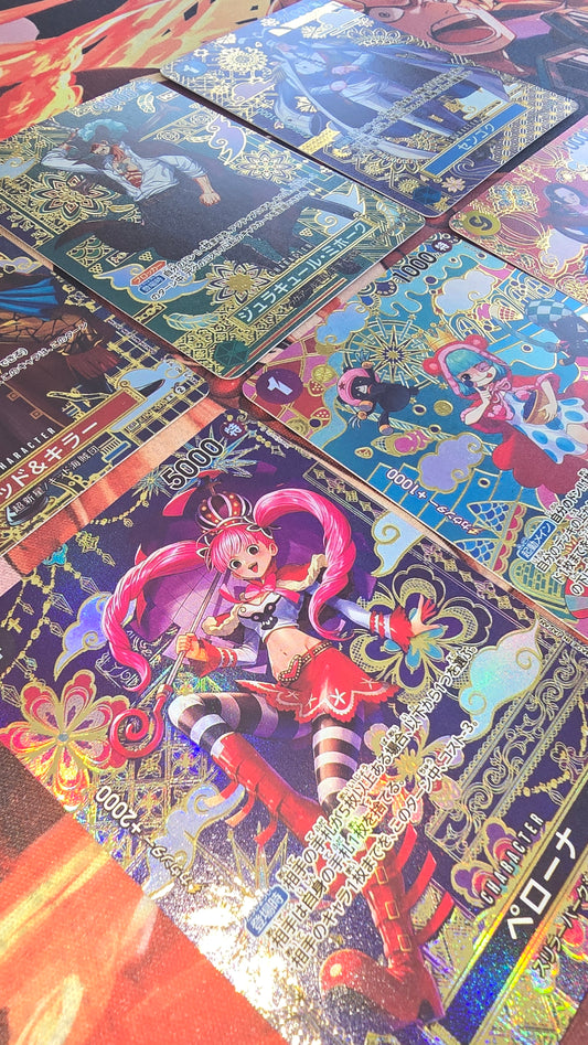 6 Card Bundle: OP14 SP Boa Hancock Dracule Mihawk Sugar Kid & Killer Sengoku Perona Textured Holo One Piece TCG Proxy Cards Japanese