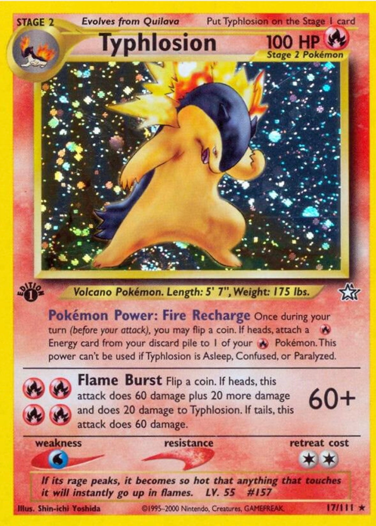 Graded PSA Style Typhlosion 1st Edition 17/111 Neo Genesis Pokemon Card Custom Made Proxy Slab