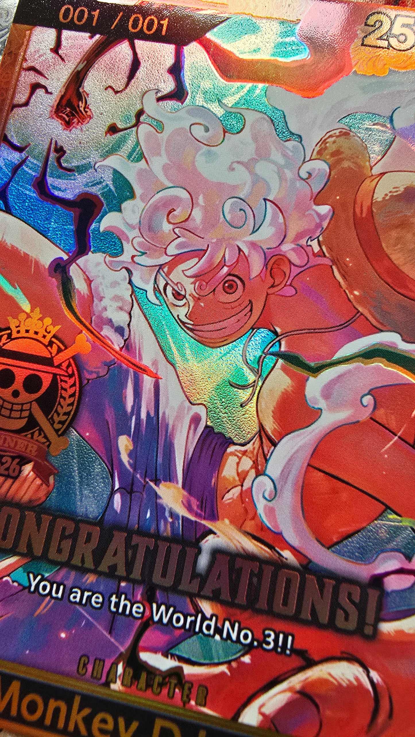 3 Card Bundle - 1st 2nd & 3rd Place Monkey D Luffy 2025-2026 World Championship One Piece Card Game Textured Flagship Proxy