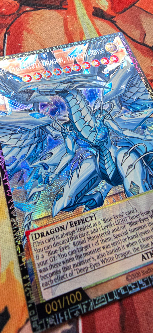 Deep-Eyes White Dragon The Blue Abyss Grandmaster Serial Yugioh TCG Premium Proxy Custom Made Card English