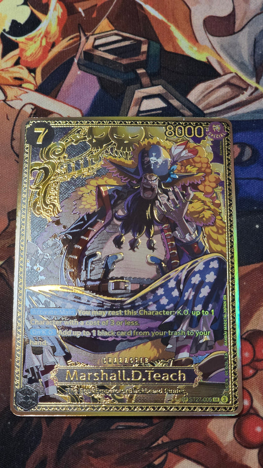 OP17 Marshall D Teach Gold SP ST27-005 Premium Textured One Piece Card Game TCG Custom Made Proxy Card