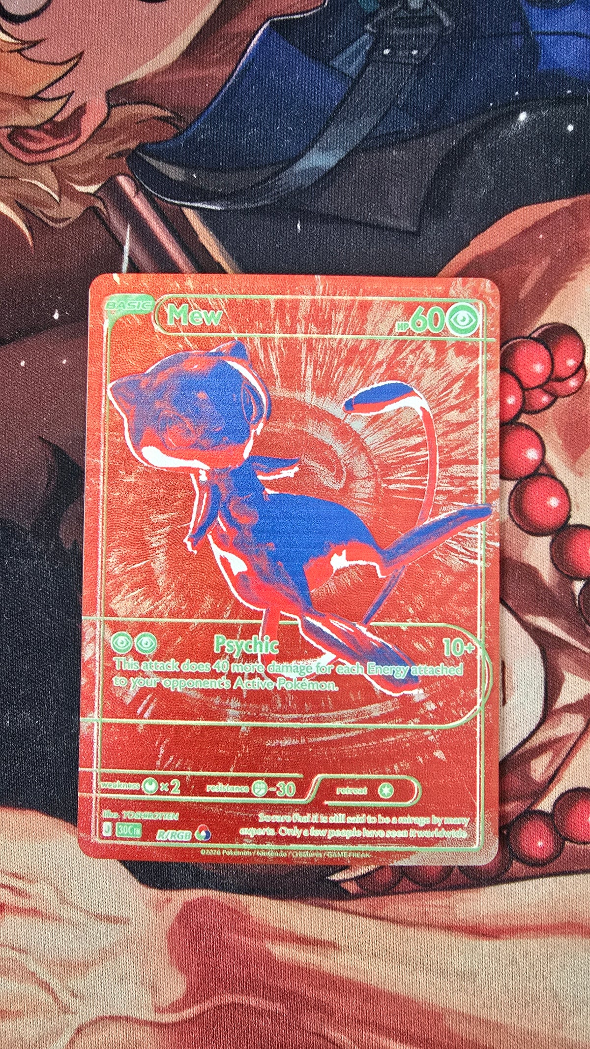 RGB Mew Red Pokemon 30th Anniversary Textured Custom Made Proxy Card