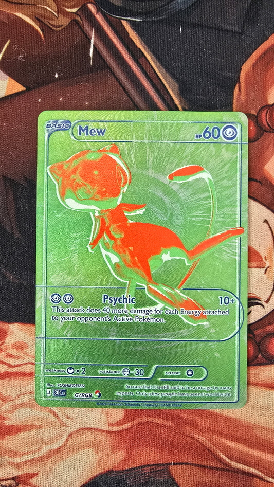 RGB Mew Green Pokemon 30th Anniversary Textured Custom Made Proxy Card