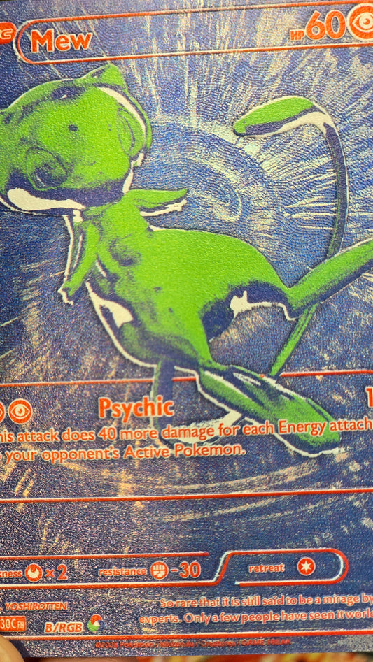 RGB Mew Blue Pokemon 30th Anniversary Textured Custom Made Proxy Card