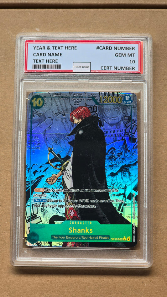 READY TO SHIP - NO WAIT TIME - Graded PSA 10 Style Manga Shanks OP17 One Piece TCG Premium Textured Proxy Slab
