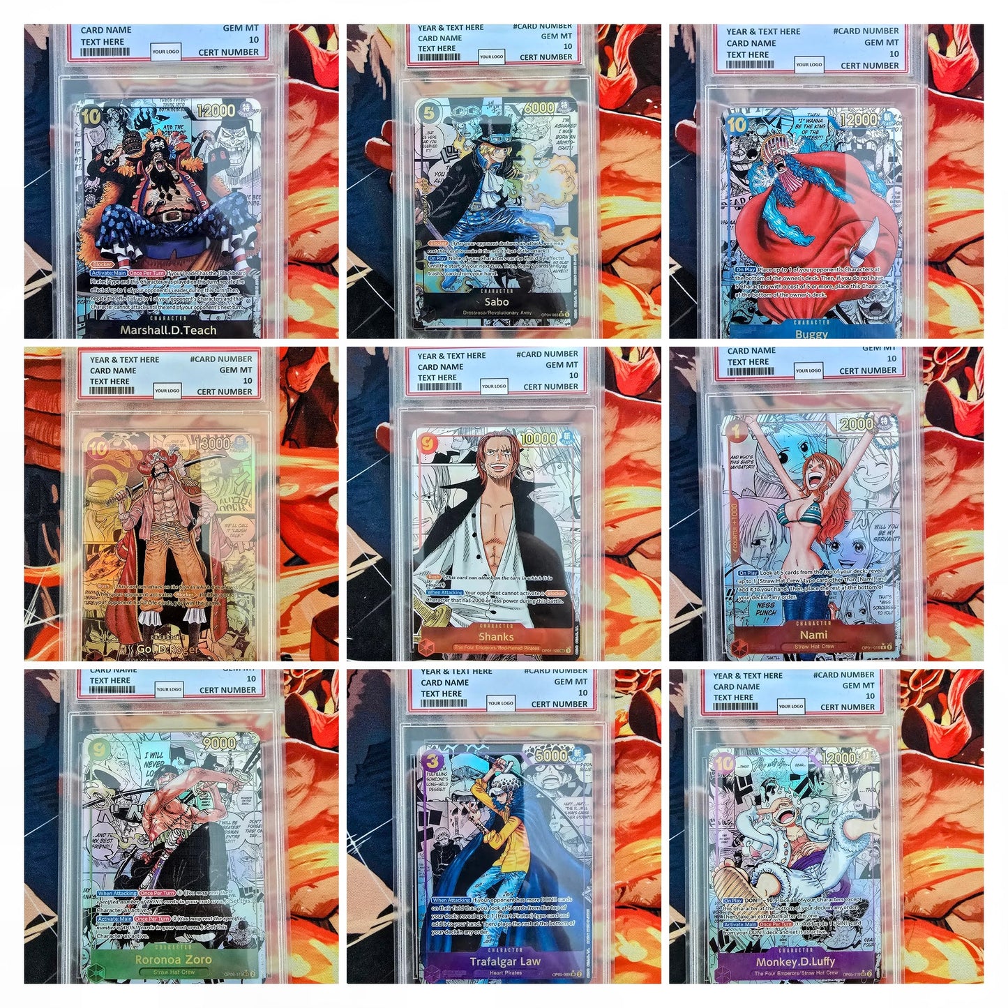 Graded PSA 10 Style One Piece TCG OP01 - EB02 Manga High Quality Textured Cards English Card Proxy
