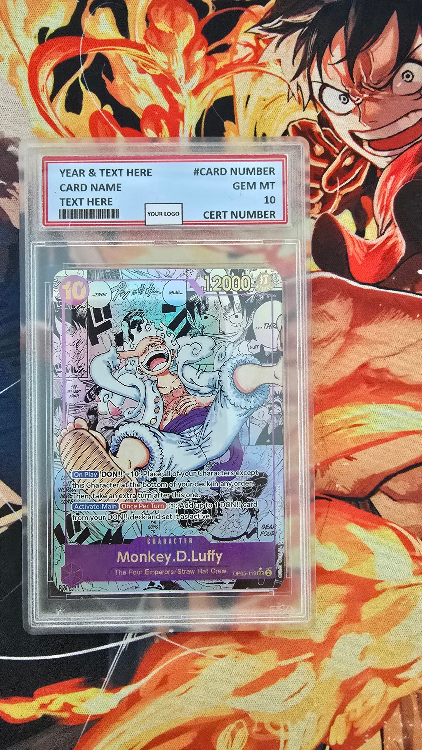 Graded PSA 10 Style One Piece TCG OP01 - EB02 Manga High Quality Textured Cards English Card Proxy