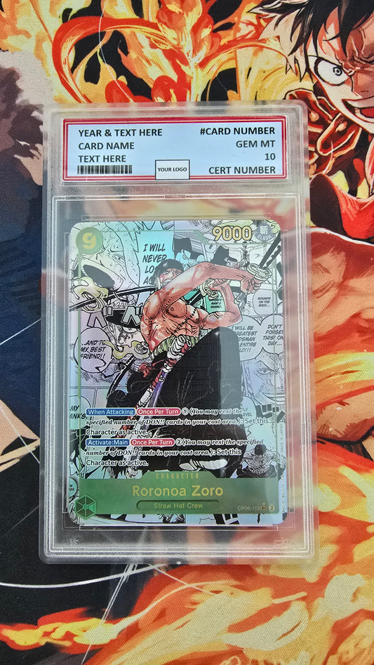READY TO SHIP - NO WAIT TIME - Graded PSA 10 Style Manga Roronoa Zoro OP06 One Piece TCG Premium Textured Proxy Slab