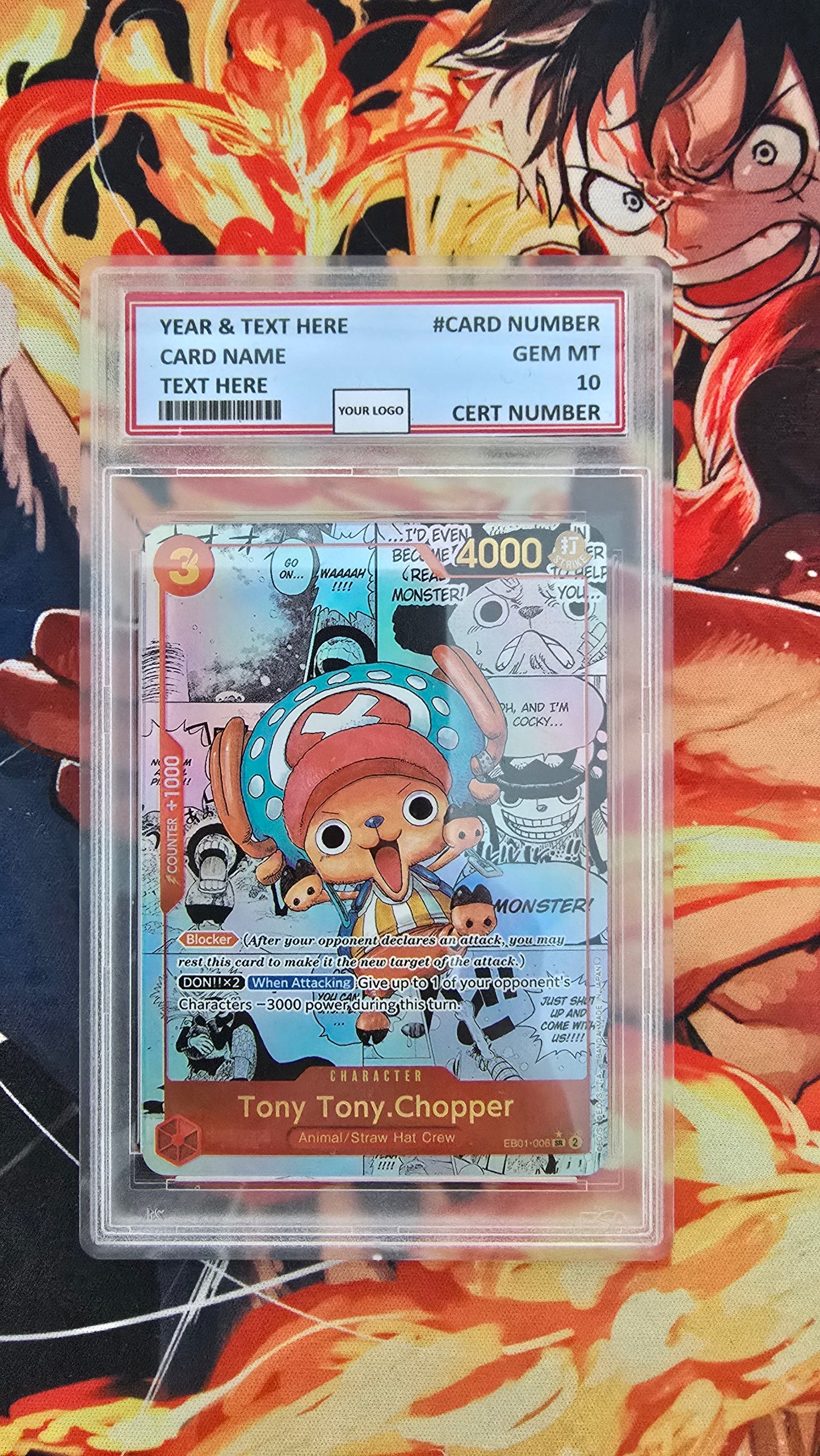 Graded PSA 10 Style One Piece TCG OP01 - EB02 Manga High Quality Textured Cards English Card Proxy