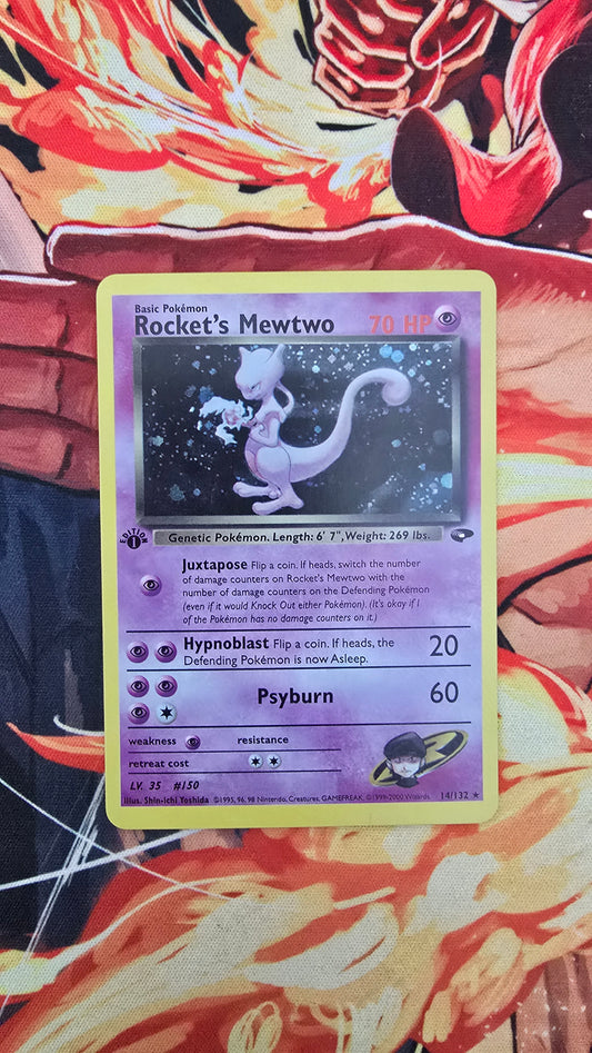 1st Edition Rocket's Mewtwo 14/132 Gym Challenge Unlimited Holo Pokemon TCG Card Proxy