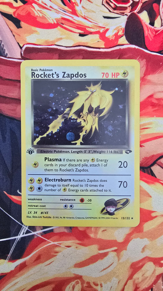 1st Edition Rocket's Zapdos 15/132 Gym Challenge Holo Pokemon TCG Card Proxy
