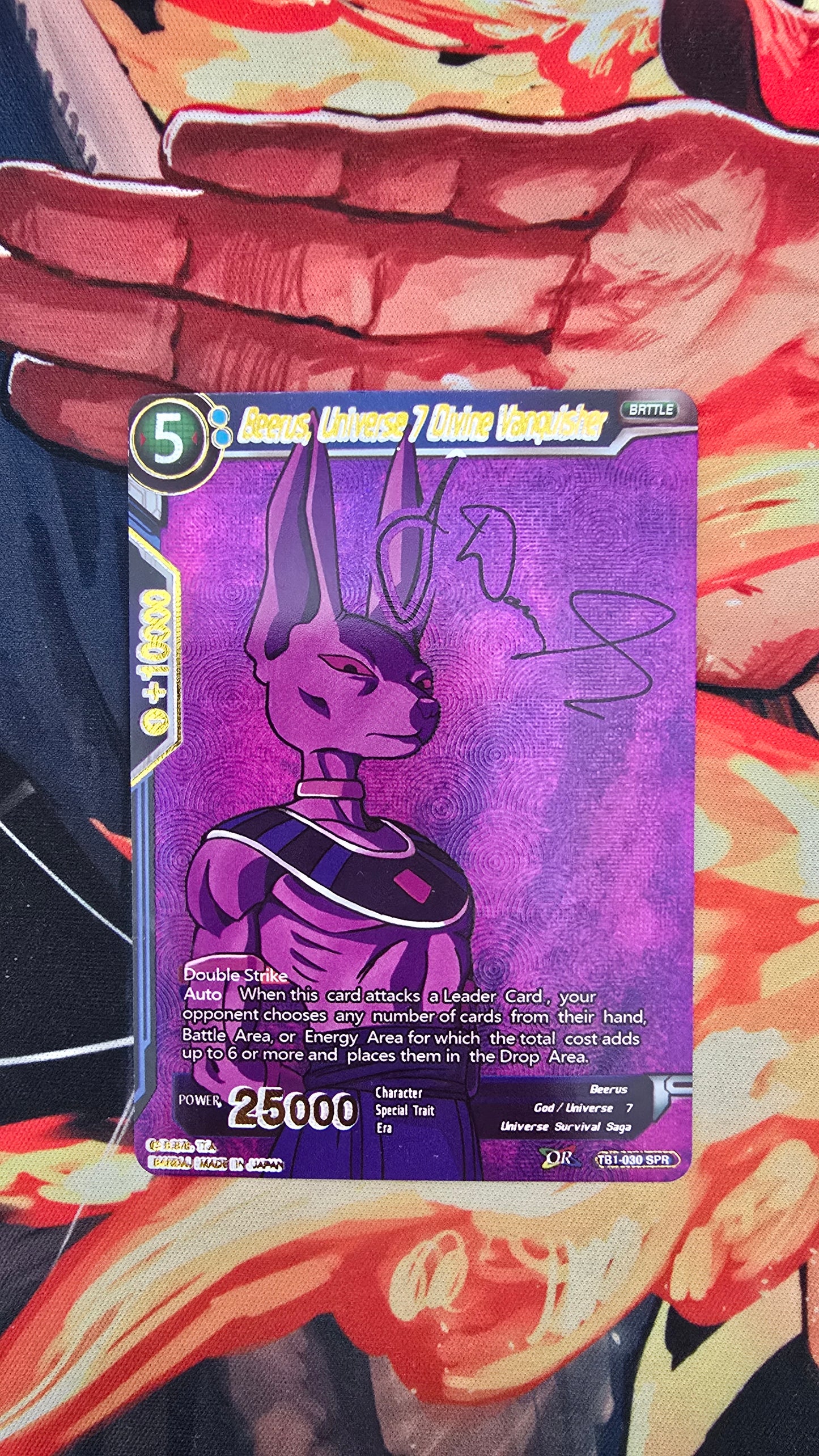 Custom Made Beerus Universe 7 Divine Vanquisher Signature Dragon Ball Super Card Game Alt Art Textured Holo Card Proxy