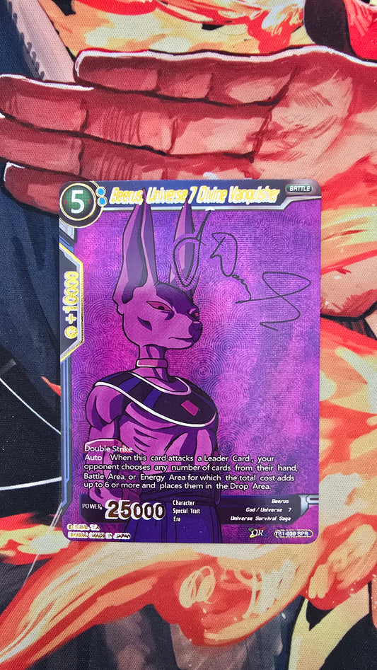 Custom Made Beerus Universe 7 Divine Vanquisher Signature Dragon Ball Super Card Game Alt Art Textured Holo Card Proxy
