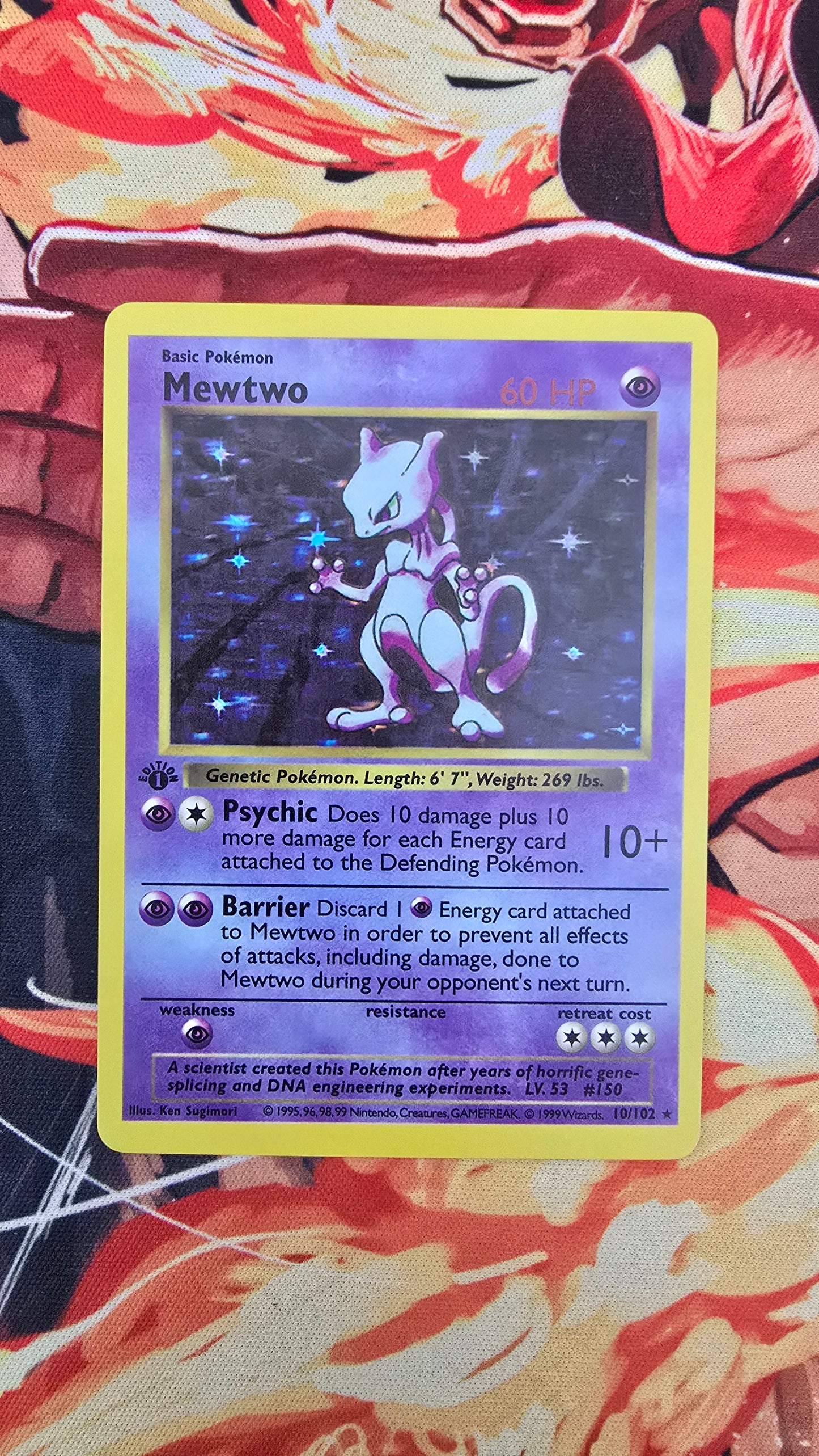 Custom Made 1st Edition Mewtwo Shadowless Holo 10/102 1999 Base Set Pokemon TCG Card Proxy