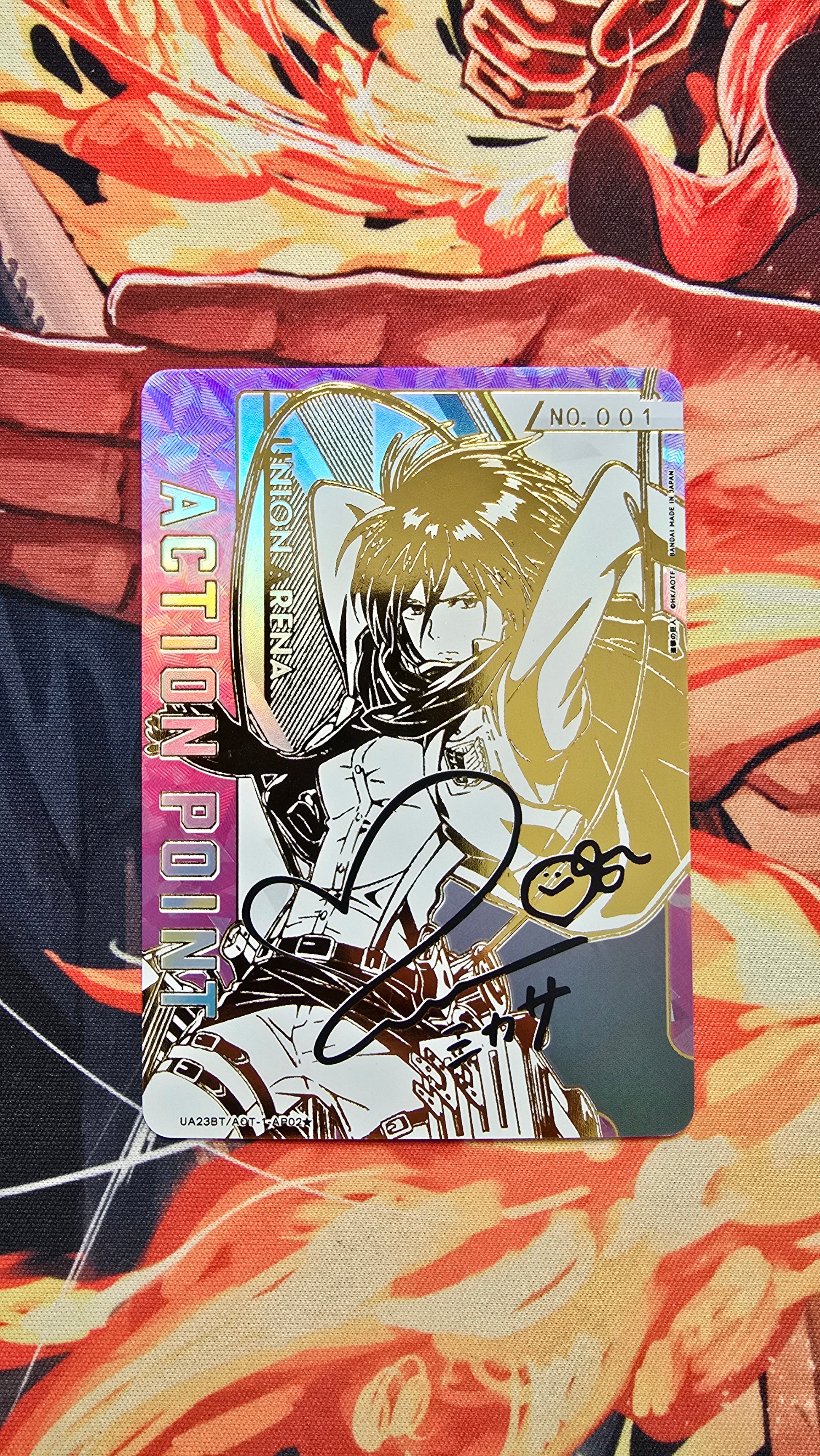 Custom Made ATTACK ON TITAN ACTION POINT GOLD SIGNED UNION ARENA PROXY CARD