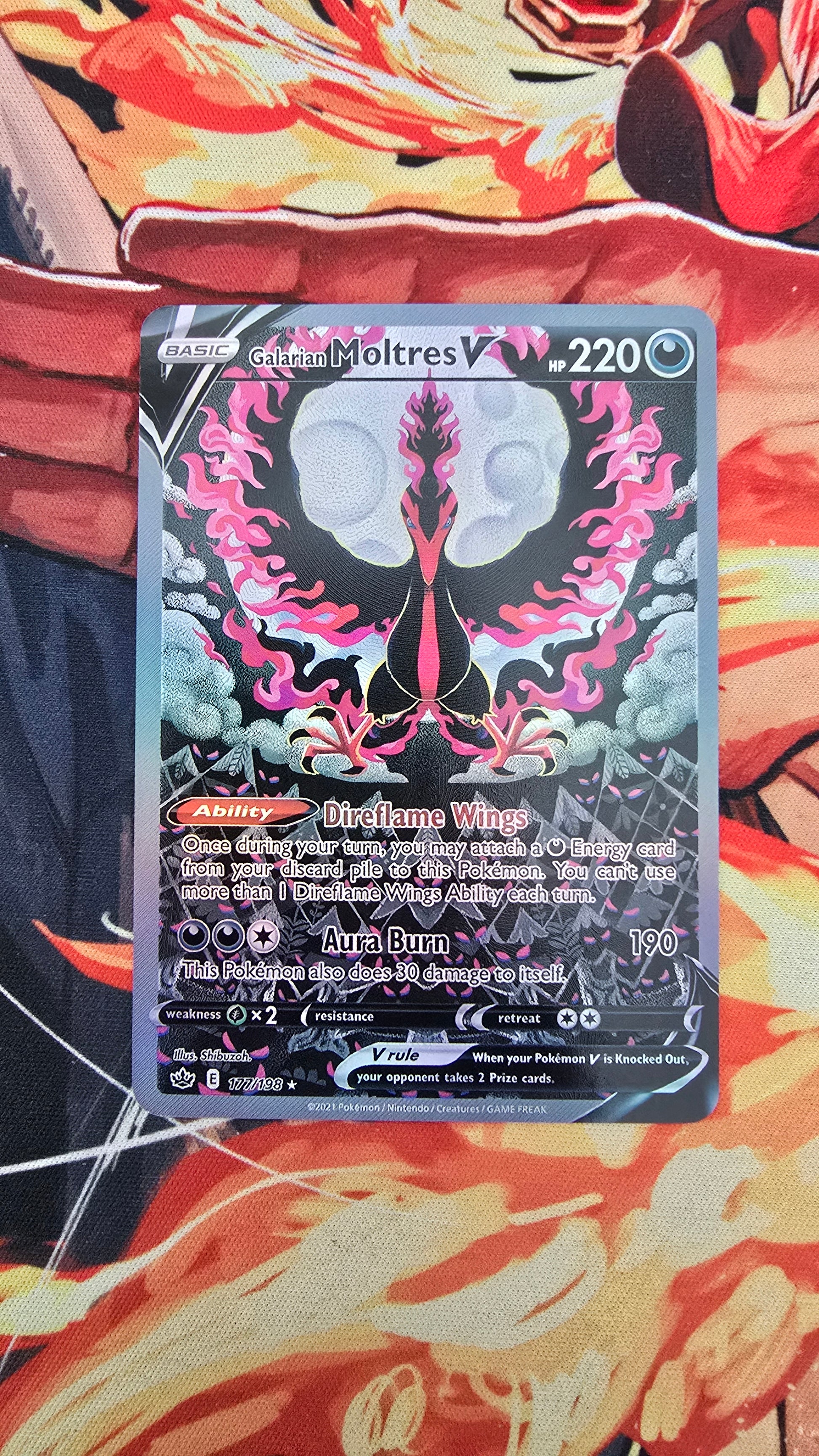 Custom Made Galarian Moltres V Chilling Reign 177/198 Alt Art Sword and Shield Pokemon TCG Card Proxy