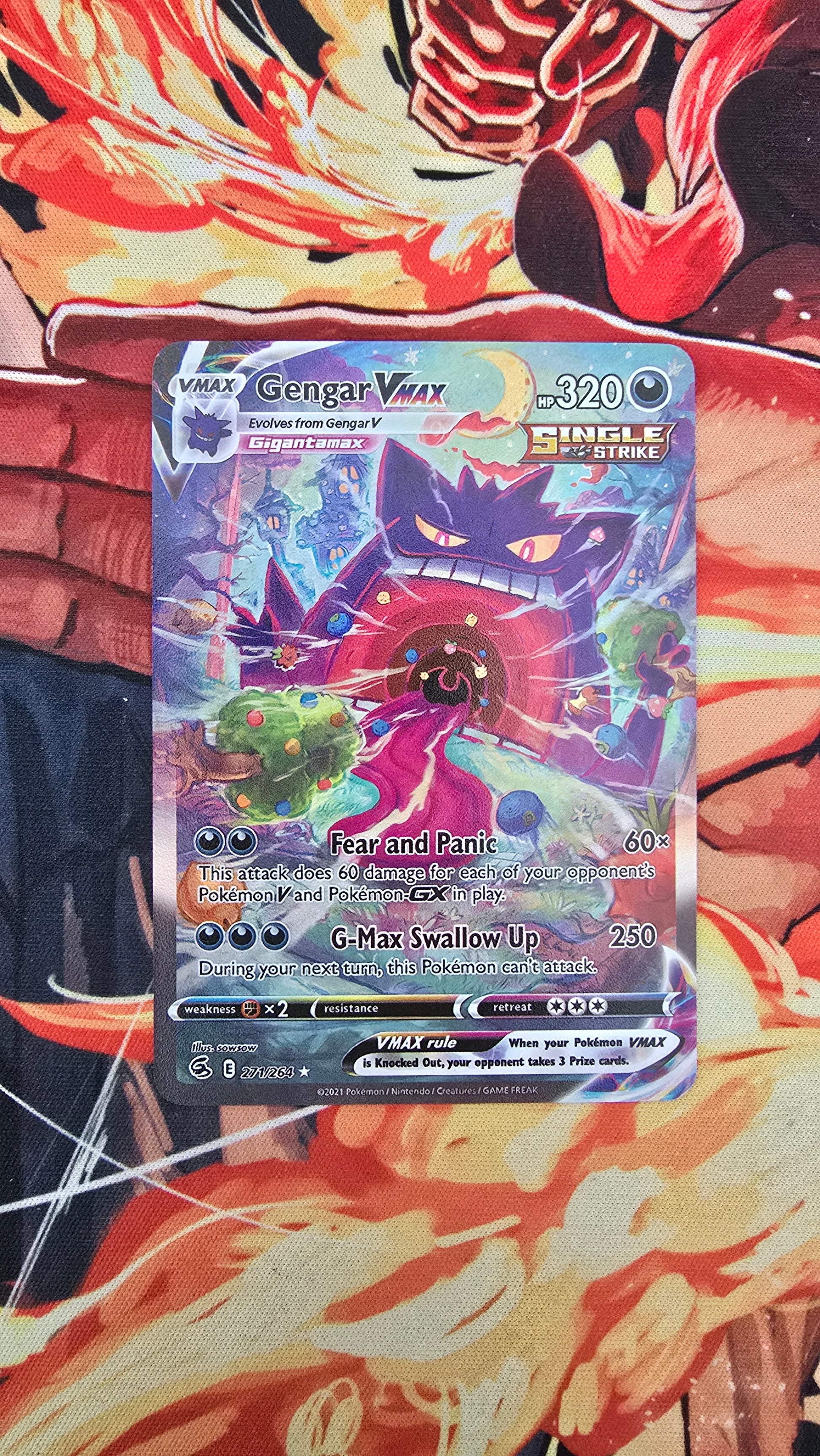 Custom Made Gengar VMAX Alt Art 2021 Sword & Shield Fusion Strike 271/264 SR Holo Pokemon TCG Proxy Card