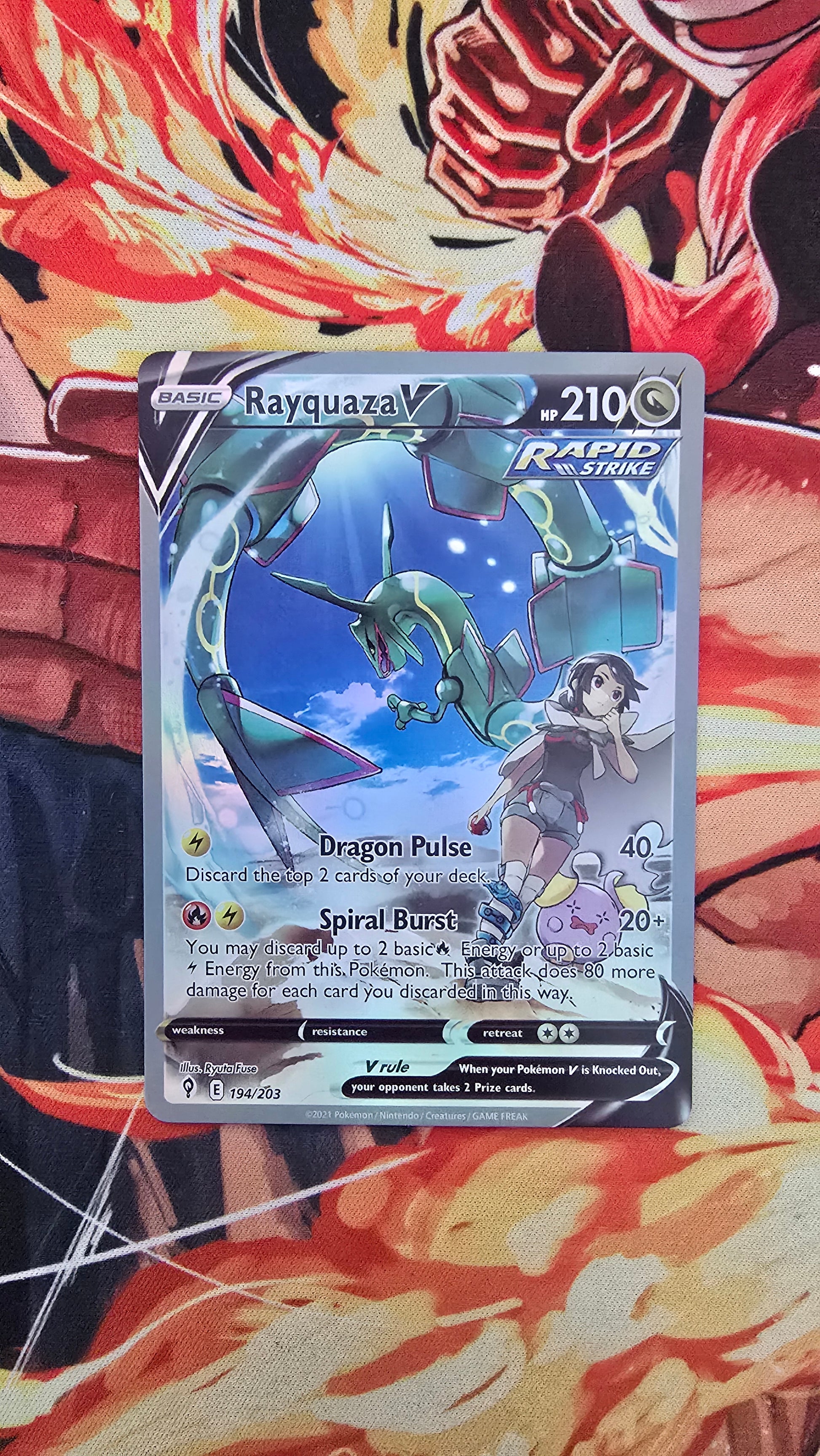 Custom Made Rayquaza V 194/203 Alternate Full Art Sword Shield Evolving Skies Holo Pokemon TCG Proxy Card