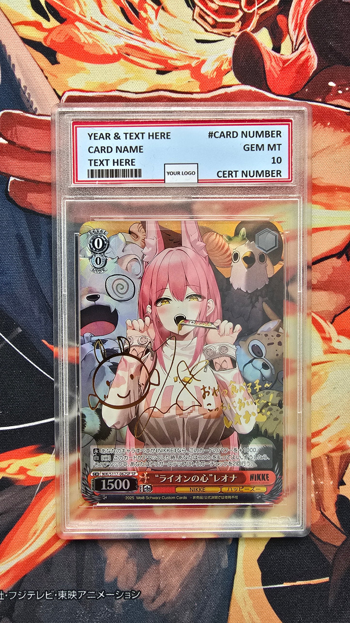 Custom Made Weiss Schwarz NIKKE Lion's Heart Leona NIK/S117-062SP Proxy Card Slab graded